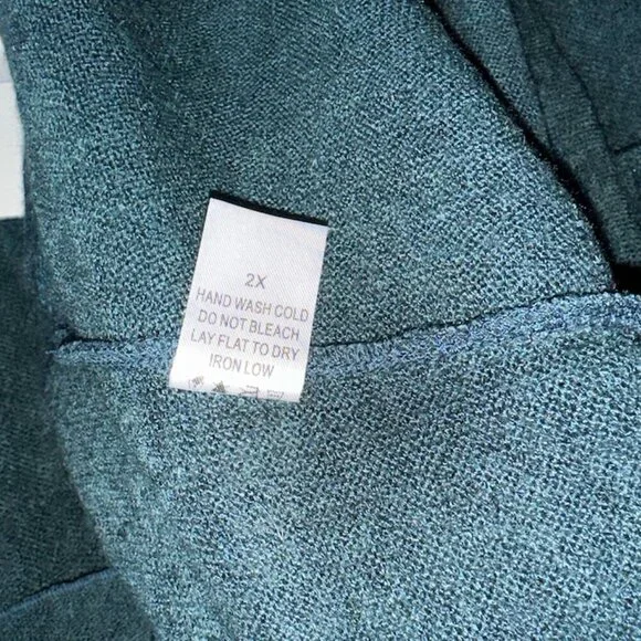 Teal Bell Sleeve Knee Length Dress Size Keyhole Sweater Dress - Picture 6 of 7